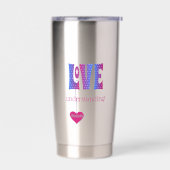 Gepersonaliseerde LOVE blauw roze typografie Geïsoleerde Drinkbeker (Links)