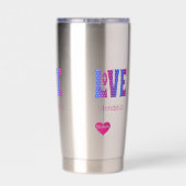 Gepersonaliseerde LOVE blauw roze typografie Geïsoleerde Drinkbeker (Achterkant)