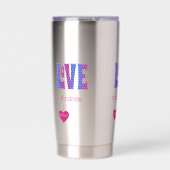 Gepersonaliseerde LOVE blauw roze typografie Geïsoleerde Drinkbeker (Voorkant)