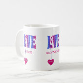 Gepersonaliseerde LOVE blauw roze typografie Koffiemok (Voorkant links)