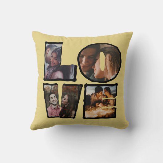 Gepersonaliseerde LOVE-fotocollage I Valentijnsdag Kussen (Achterkant)