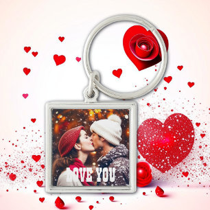 Gepersonaliseerde Love You Foto Sleutelhanger