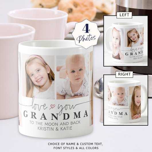 Gepersonaliseerde LOVE YOU GRANDMA 4 Fotoscript Gr Koffiemok