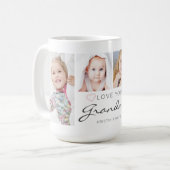 Gepersonaliseerde LOVE YOU GRANDMA 4 Fotoscript Koffiemok (Voorkant links)
