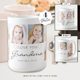 Gepersonaliseerde LOVE YOU GRANDMA 4 Fotoscript Koffiemok