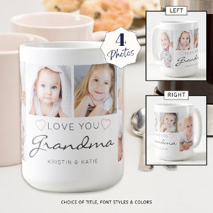 Gepersonaliseerde LOVE YOU GRANDMA 4 Fotoscript Koffiemok