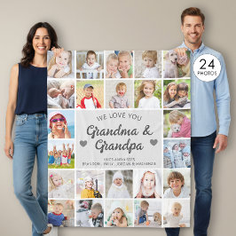 Gepersonaliseerde Love You Oma en Opa 24 Foto Fleece Deken