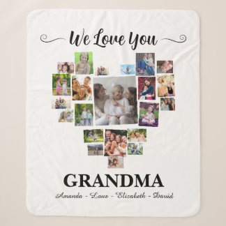 Gepersonaliseerde Love You Oma Hartjes 21 Foto Sherpa Deken