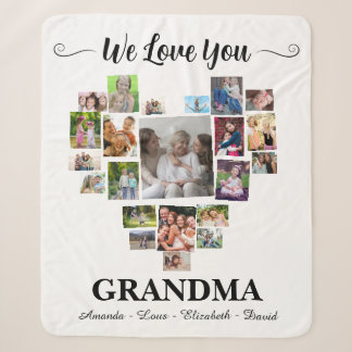 Gepersonaliseerde Love You Oma Hartjes 21 Foto Sherpa Deken