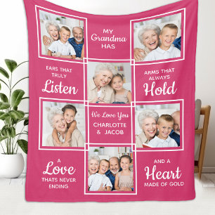Gepersonaliseerde Love You oma unieke fotocollage Fleece Deken