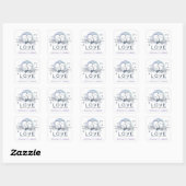 Gepersonaliseerde Lovebirds Paarse Liefde Bruiloft Vierkante Sticker (Vel)