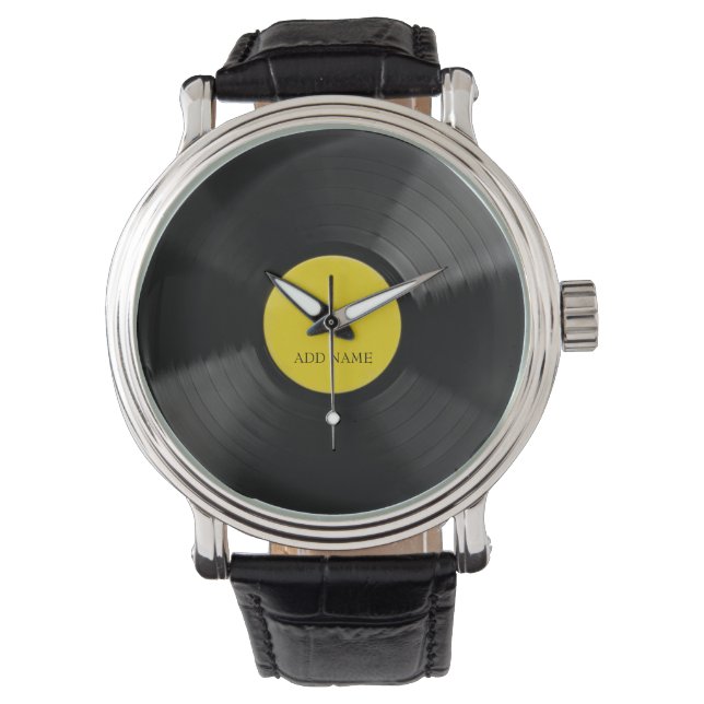 Gepersonaliseerde LP Vinyl Record Watch Horloge (Voorkant)