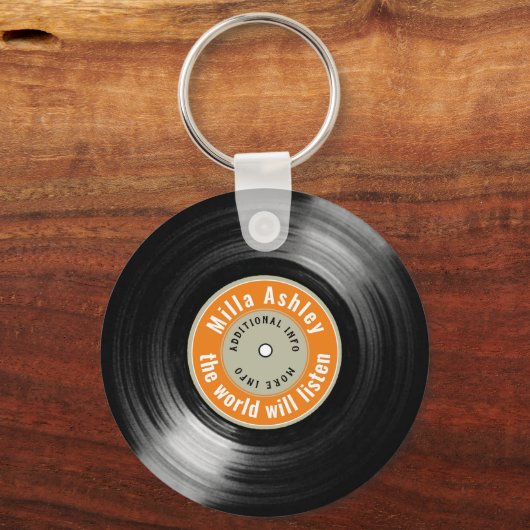 gepersonaliseerde LP vinylrecord met naam Sleutelhanger (Achterkant)