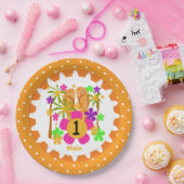 Gepersonaliseerde Luau 1st Happy Birthday Paper-Bo Papieren Bordje (Feest)