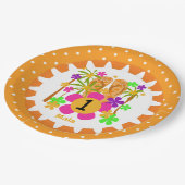 Gepersonaliseerde Luau 1st Happy Birthday Paper-Bo Papieren Bordje (Gekanteld)
