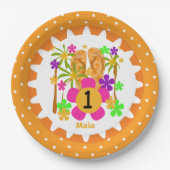 Gepersonaliseerde Luau 1st Happy Birthday Paper-Bo Papieren Bordje (Voorkant)