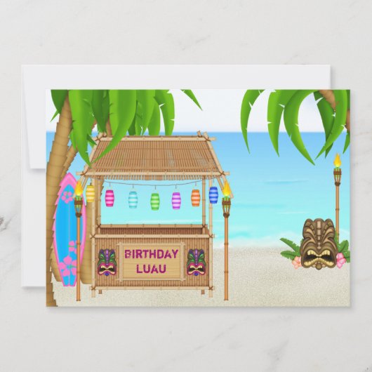 Gepersonaliseerde Luau Verjaardag Uitnodiging (Voorkant)