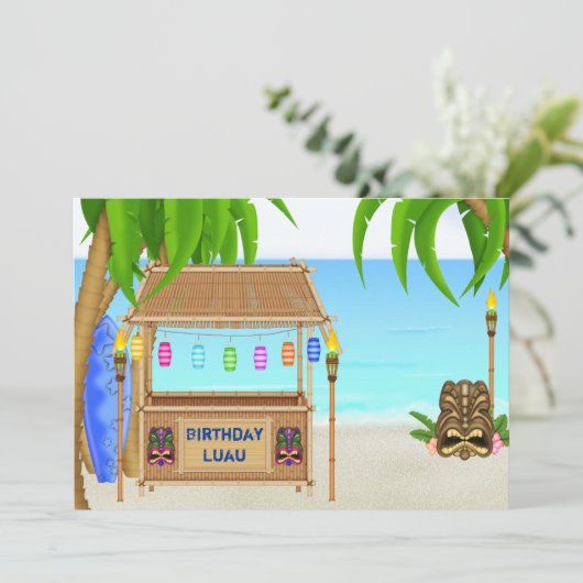 Gepersonaliseerde Luau Verjaardag Uitnodiging (Staand voorkant)