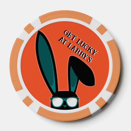 Gepersonaliseerde Lucky Black Rabbit in Zonnebril Poker Chips (Achterkant)