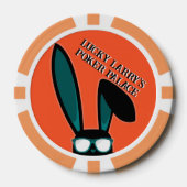 Gepersonaliseerde Lucky Black Rabbit in Zonnebril Poker Chips (Voorkant)