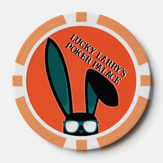 Gepersonaliseerde Lucky Black Rabbit in Zonnebril Poker Chips (Voorkant)
