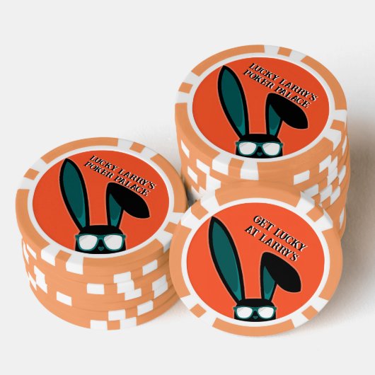 Gepersonaliseerde Lucky Black Rabbit in Zonnebril Poker Chips (Opstapeling)