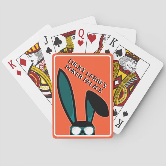 Gepersonaliseerde Lucky Black Rabbit in Zonnebril Pokerkaarten (Achterkant)