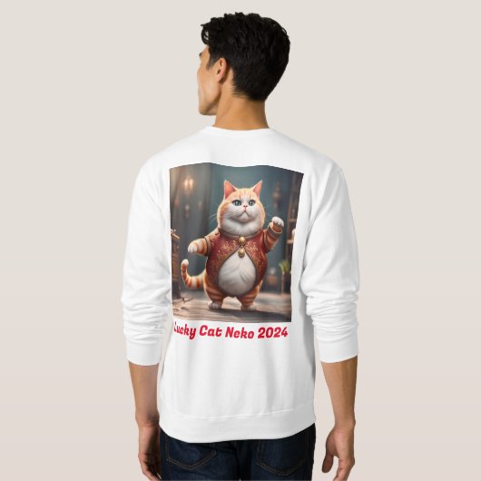 Gepersonaliseerde Lucky Cat 2024 Mannen Trui (Achterkant volledig)