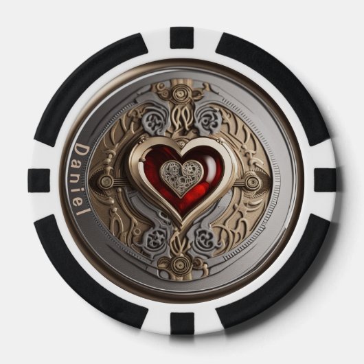 Gepersonaliseerde Lucky charme met hart Poker Chips (Voorkant)