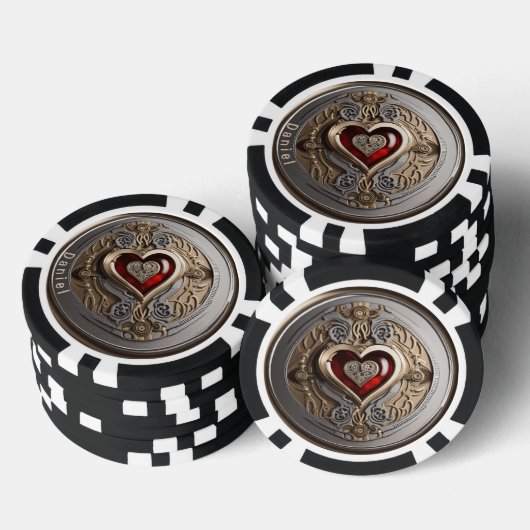 Gepersonaliseerde Lucky charme met hart Poker Chips (Opstapeling)