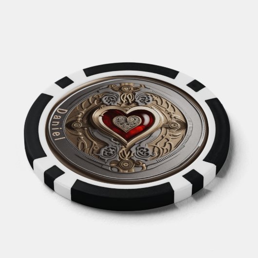 Gepersonaliseerde Lucky charme met hart Poker Chips (Enkel)