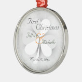 Gepersonaliseerde Lucky Clover Ierse Eerste Kerstm Metalen Ornament (Links)