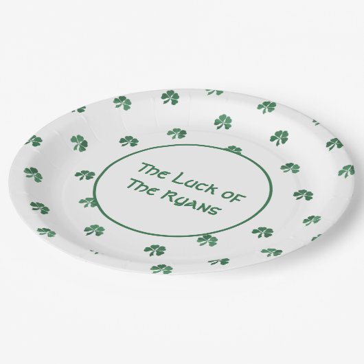 Gepersonaliseerde Lucky in Love Four Leaf Clover Papieren Bordje (Gekanteld)