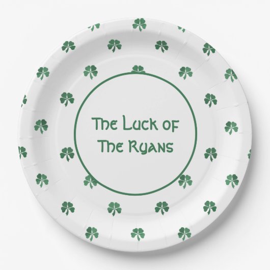 Gepersonaliseerde Lucky in Love Four Leaf Clover Papieren Bordje (Voorkant)