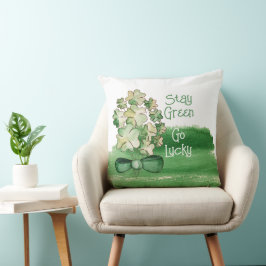 Gepersonaliseerde Lucky Shamrock Clover Waterverf Kussen