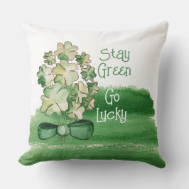 Gepersonaliseerde Lucky Shamrock Clover Waterverf Kussen