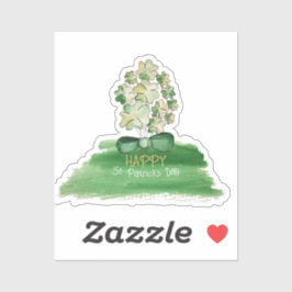 Gepersonaliseerde Lucky Shamrock Clover Waterverf  Sticker