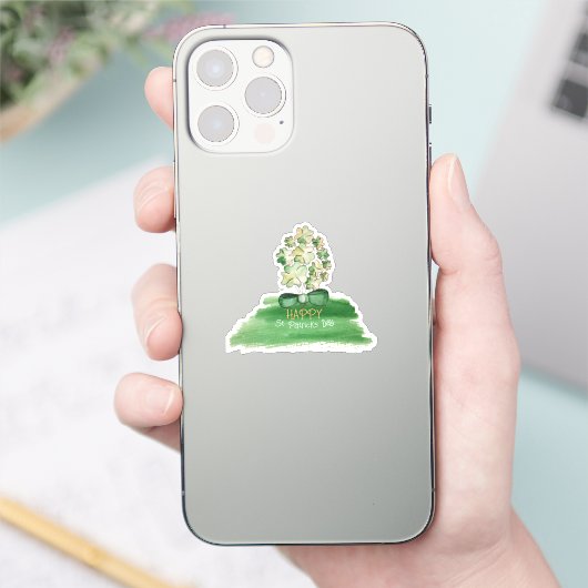 Gepersonaliseerde Lucky Shamrock Clover Waterverf  Sticker (Telefoon)