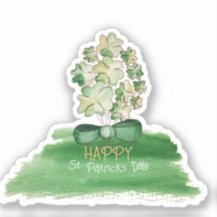 Gepersonaliseerde Lucky Shamrock Clover Waterverf Sticker