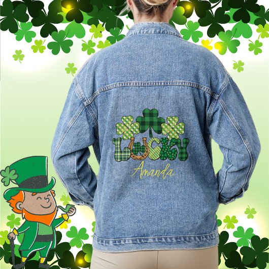 Gepersonaliseerde Lucky St Patricks Day Denim Jacket