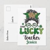 Gepersonaliseerde Lucky Teacher Briefkaart (Voorkant / Achterkant)