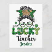 Gepersonaliseerde Lucky Teacher Briefkaart (Voorkant)