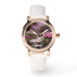 Gepersonaliseerde Lucsious Paarse Tuinen Horloge