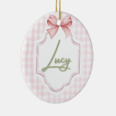 Gepersonaliseerde Lucy Baby Girl Nursery Bow & Gin Keramisch Ornament (Rechts)