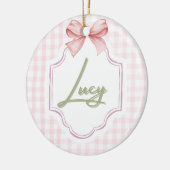 Gepersonaliseerde Lucy Baby Girl Nursery Bow & Gin Keramisch Ornament (Links)