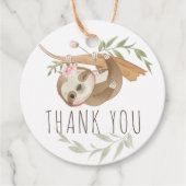 Gepersonaliseerde luiaard meisje verjaardag bedankjes labels (Voorkant)