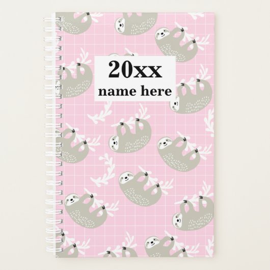 Gepersonaliseerde luiaard Planner voor kinderen (Voorkant)