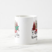 Gepersonaliseerde luipaard print plaid kerstboom koffiemok (Center)