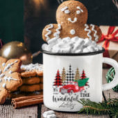 Gepersonaliseerde luipaard print plaid kerstboom koffiemok