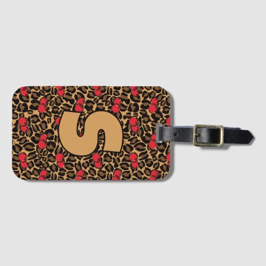 Gepersonaliseerde luipaardkersen bagagelabel (Voorkant (horizontaal))